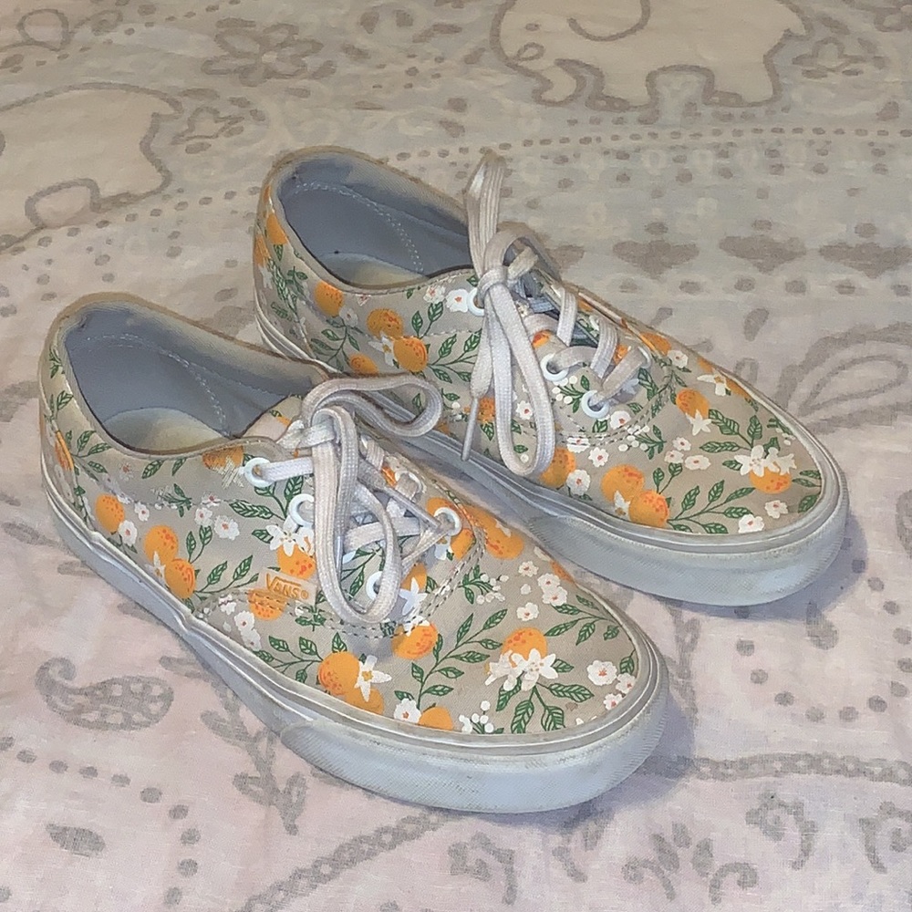 Vans Doheny Citrus Floral Shoes Oranges Sneakers Sz 5.5 Gray